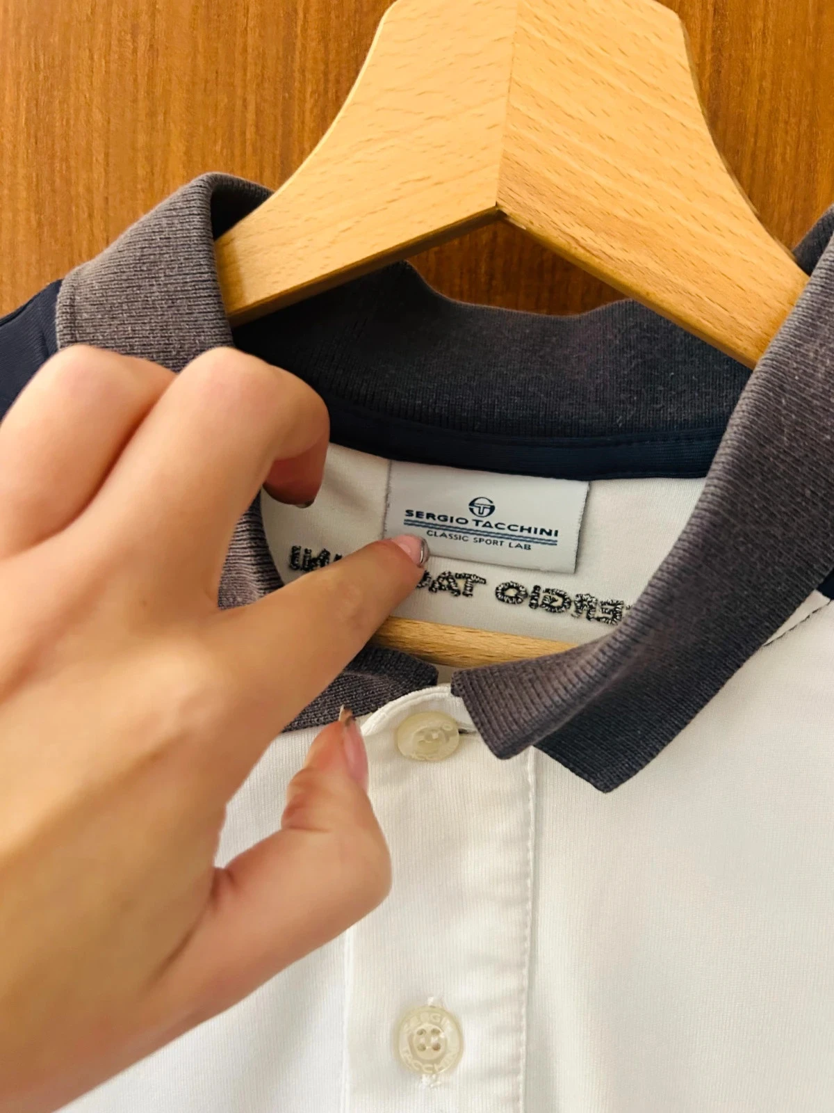 Polo chemise t-shirt chemisette Sergio Tacchini vintage 2000s y2k noir bleu blanc M 38 – photo 3